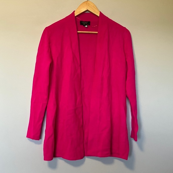 Charter Club 100% Cashmere Hot Pink Fuchsia Open Front Cardigan - Picture 1 of 4